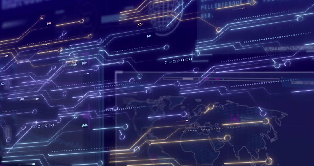 Abstract Digital Circuit Overlay on Tech Background