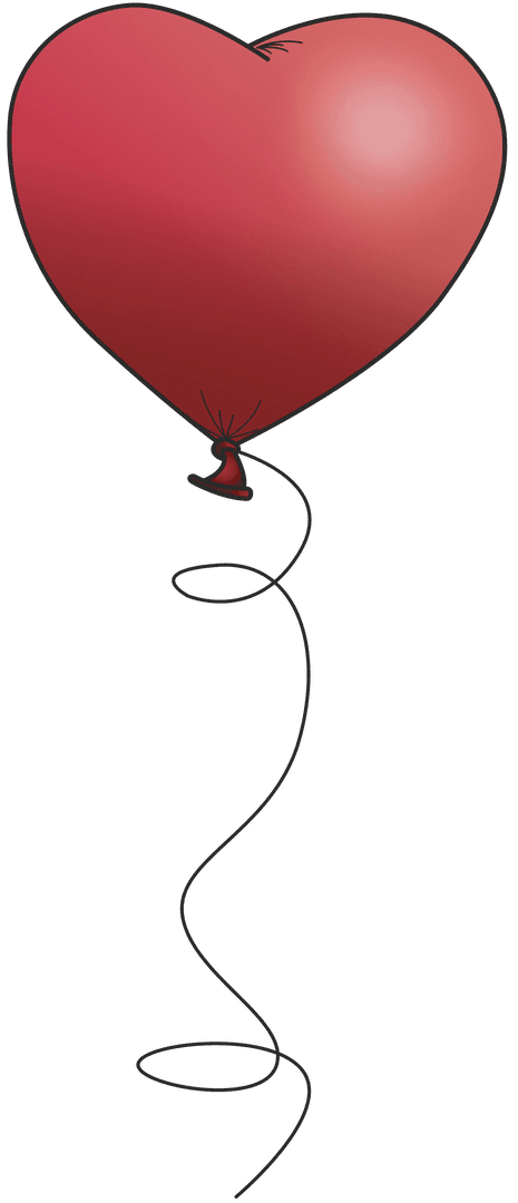 Heart Shaped Balloon Digital Illustration on Transparent Background