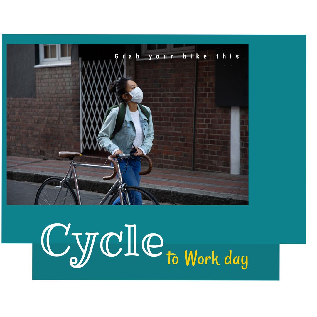 Masked Woman with Bicycle Promoting Cycle to Work Day