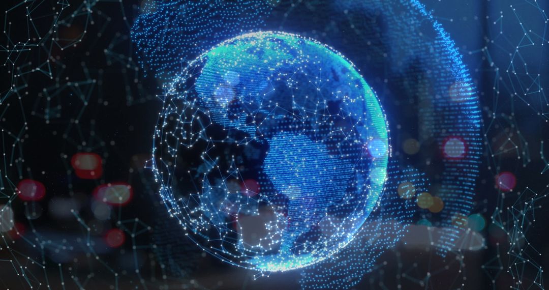 Glowing Blue Digital Globe with Network Connections