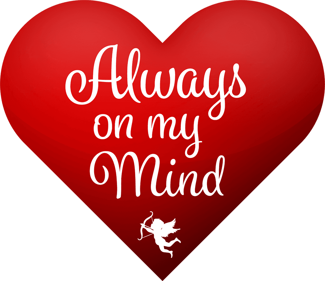 Transparent Heart with Love Message and Cupid Illustration