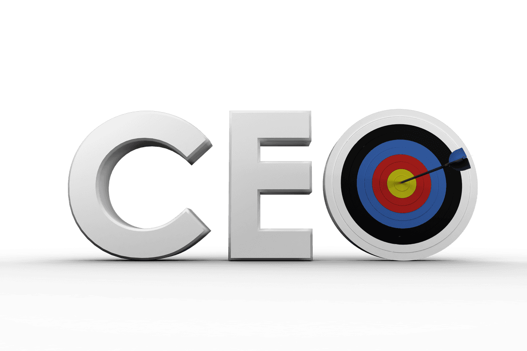 Transparent CEO Text with Target Design and Arrow Symbol