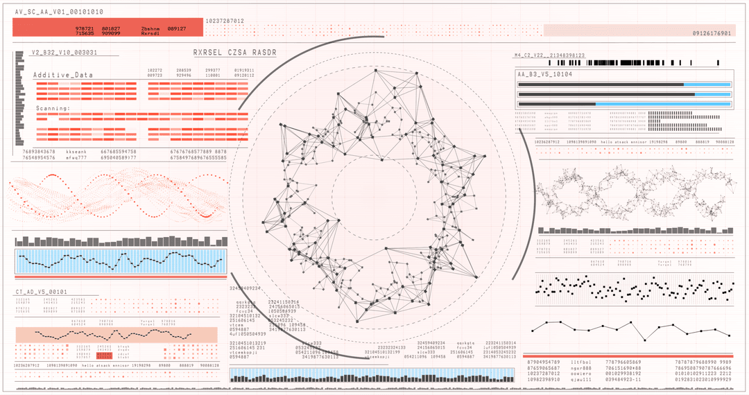 Abstract Geometric Digital Interface on Transparent Background