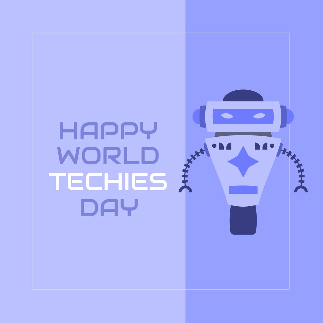 World Techies Day Blue Robot Digital Campaign Poster
