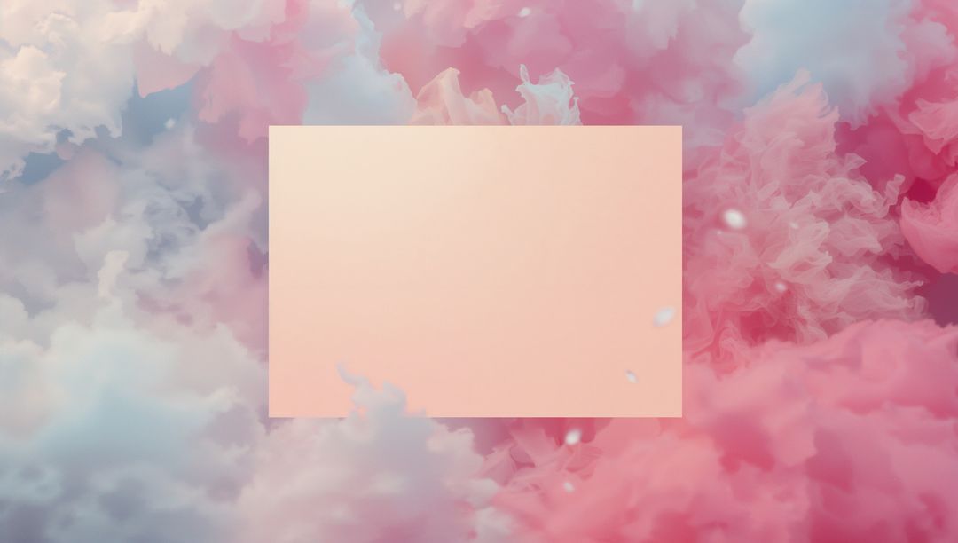 Blank Peach Rectangle on Abstract Pastel Cloud Background