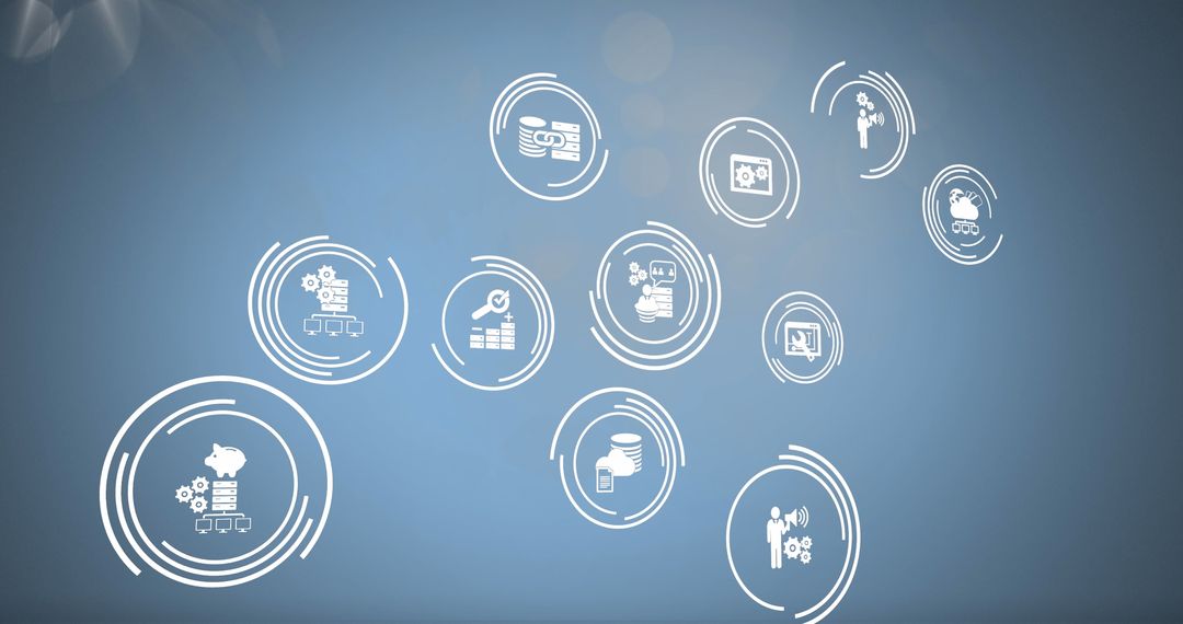 Digital Data Processing Interface with Circle Icons