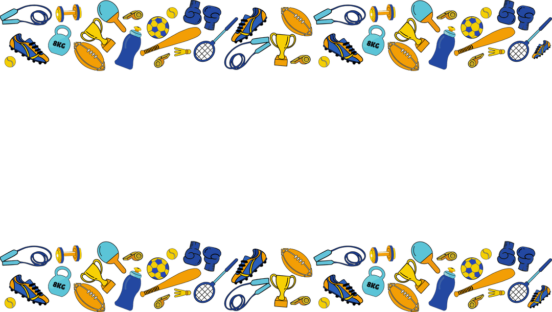 Colourful Transparent Sports Equipment Frame with Copy Space