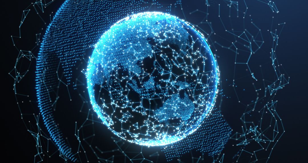 Digital Earth with Network Connections on Blue Background