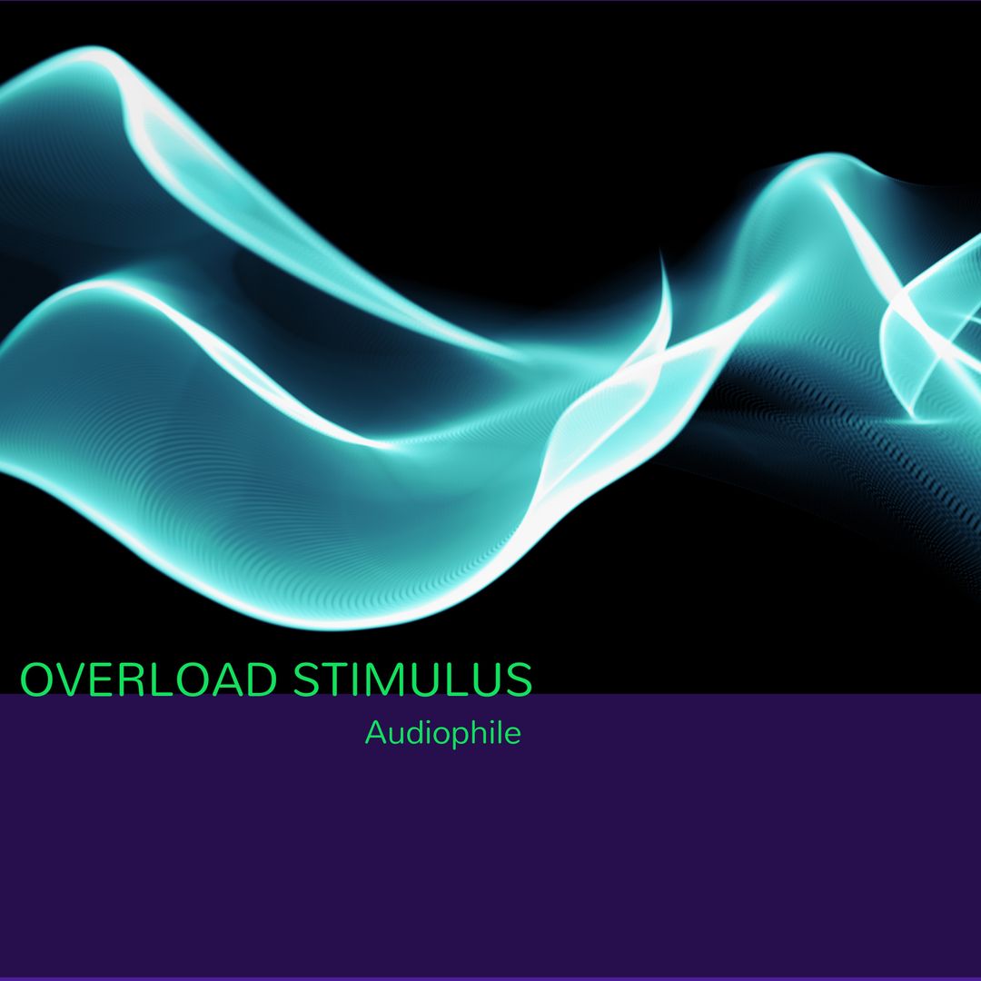 Abstract Blue Waves with Overload Stimulus Text on Black Background - Download Free Stock Templates Pikwizard.com