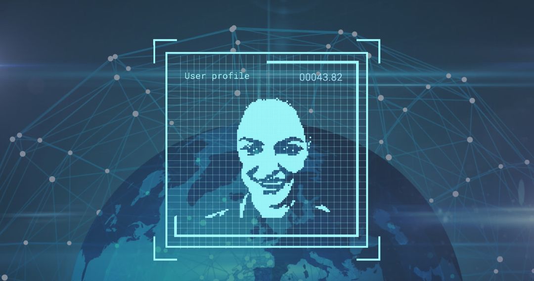 Smiling Digital Face Accent Arte Technology DNA Grid