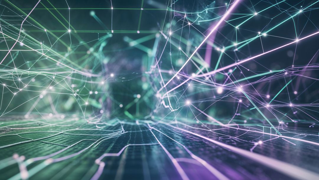 Futuristic Neon Digital Tunnel with Glowing Network