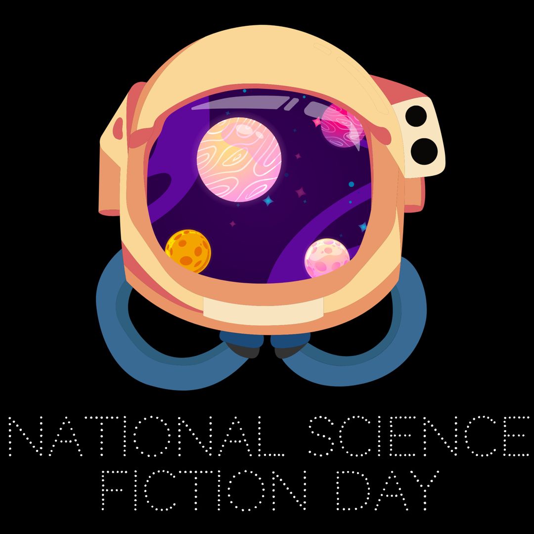 National Science Fiction Day Celebration with Space Helmet Illustration