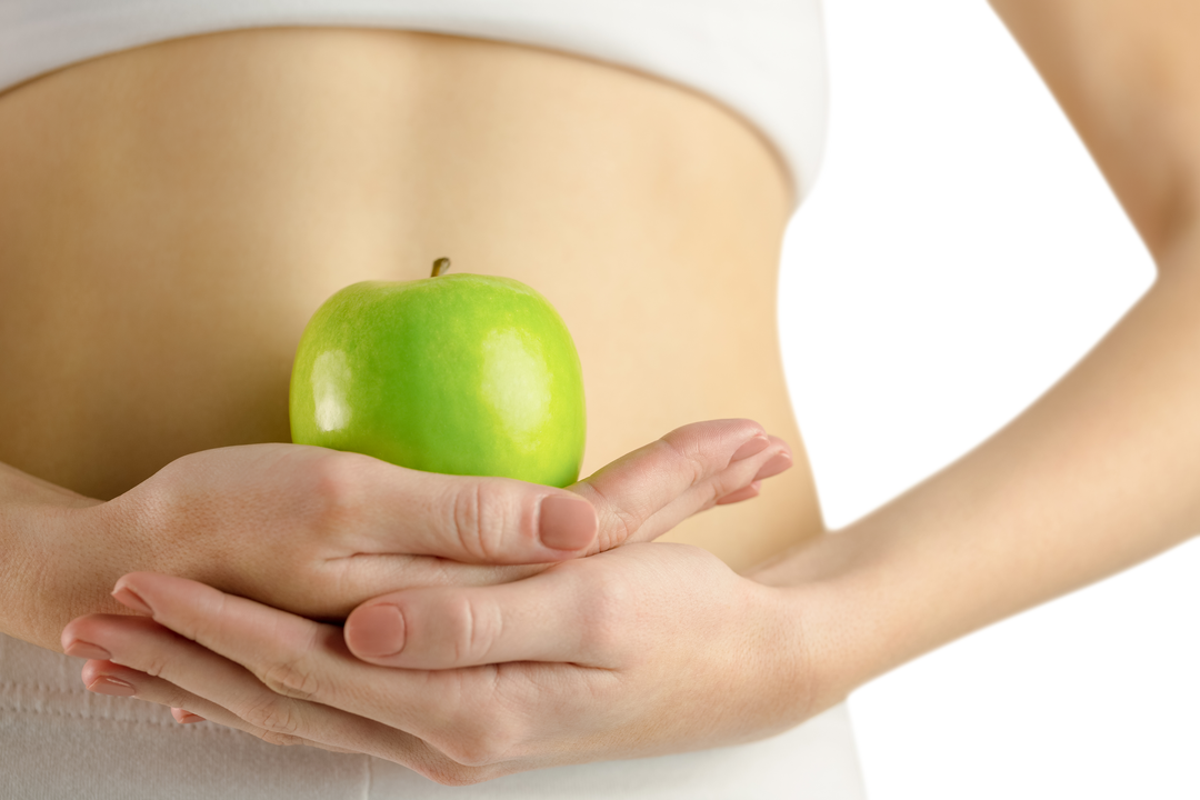 Transparent Concept of Healthy Living - Slim Woman Holding Green Apple - Download Free Stock Images Pikwizard.com