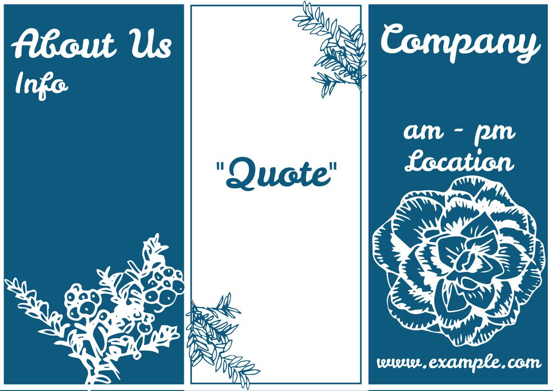 Elegant Business Card with Floral Embellishments on Blue and White