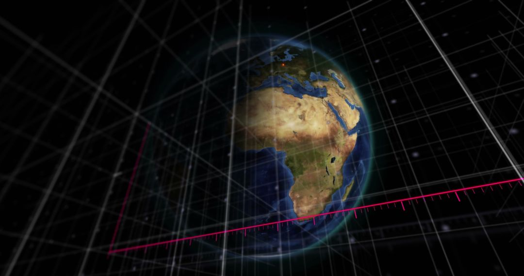Digital Globe with Grid Lines Illustrating Global Connectivity and Data