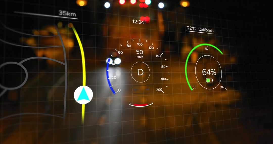 Futuristic Digital Interface Display for Car Technologies