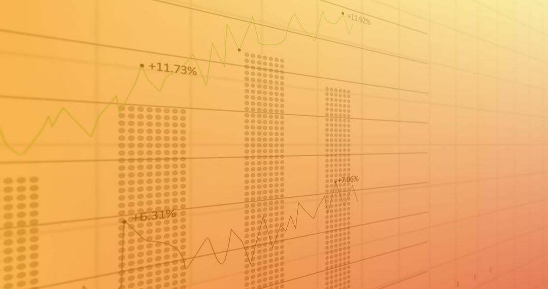 Statistical Data Display Over Grid Network With Orange Gradient - Free Images, Stock Photos and Pictures on Pikwizard.com
