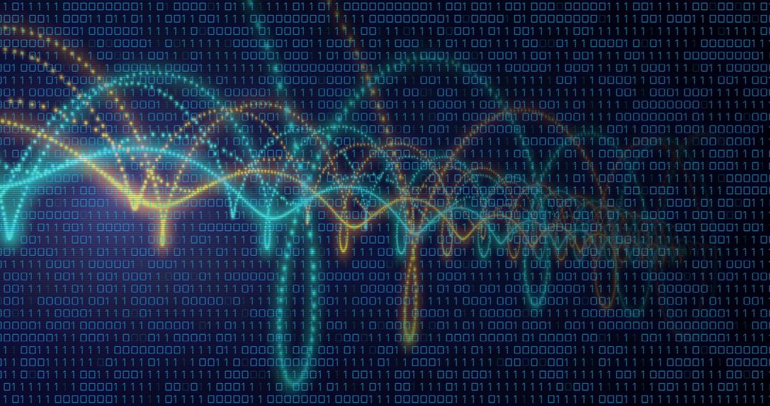 Abstract Binary Digital Data with Vibrant Neural Waves - Free Images, Stock Photos and Pictures on Pikwizard.com