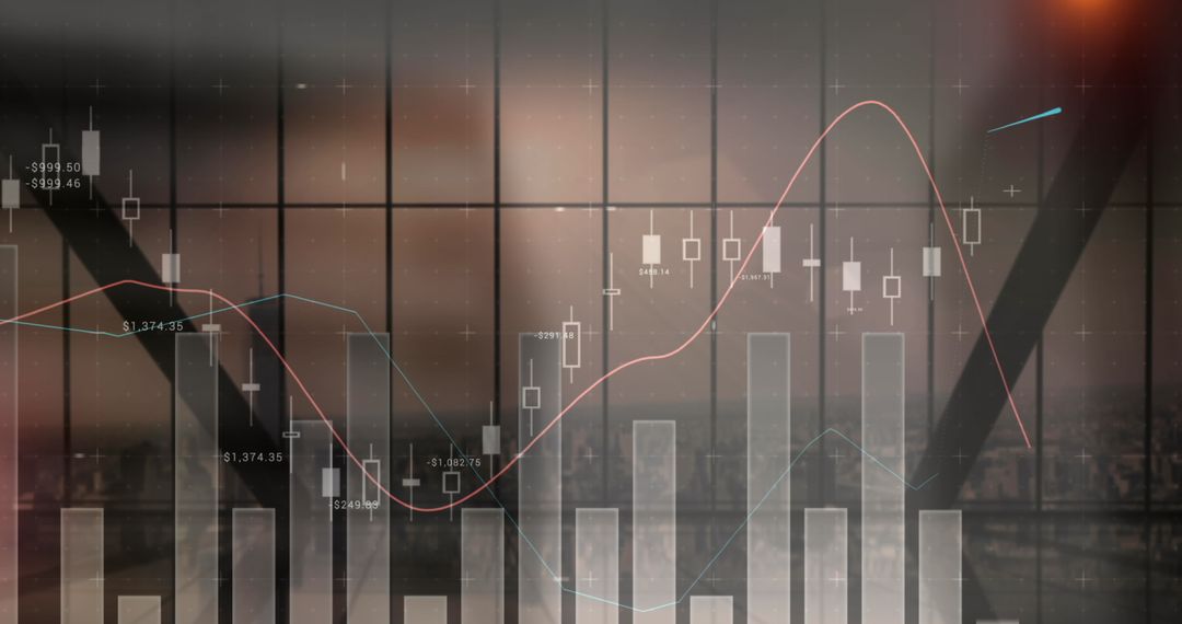 Dynamic Financial Graphs Overlaying Cityscape for Global Economy