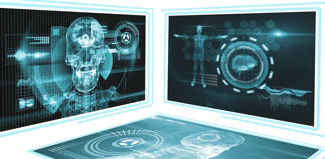 Futuristic Transparent Digital Medical Interface with Scans