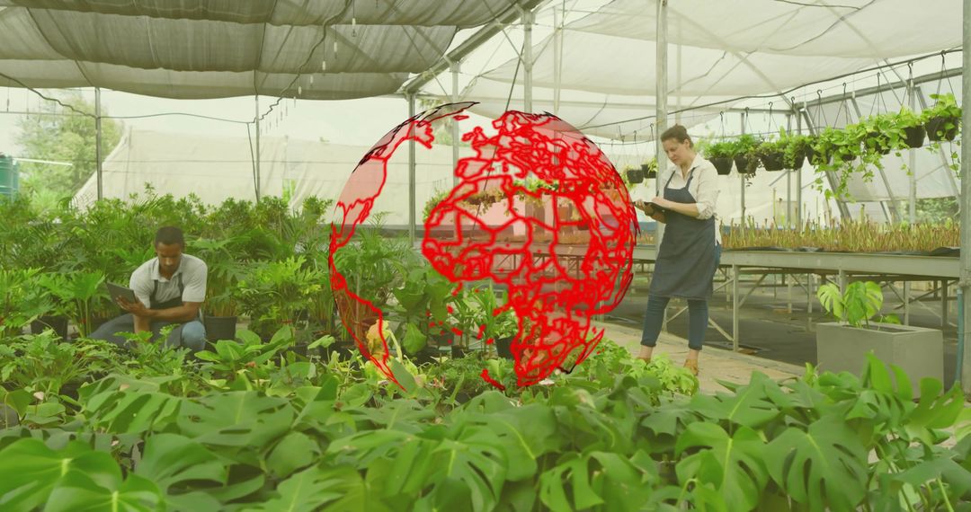 Inspecting Potted Plants in Sustainable Greenhouse Using Clipboard and Tablet