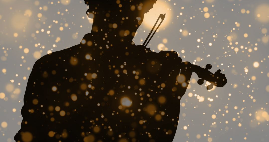 Silhouette Violinist with Bokeh Light Effect Baroque Elegance