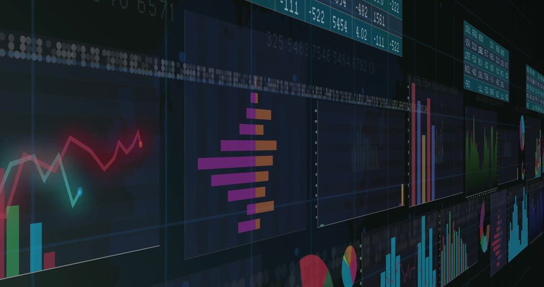 Colorful Graphs and Charts on Digital Technology Background