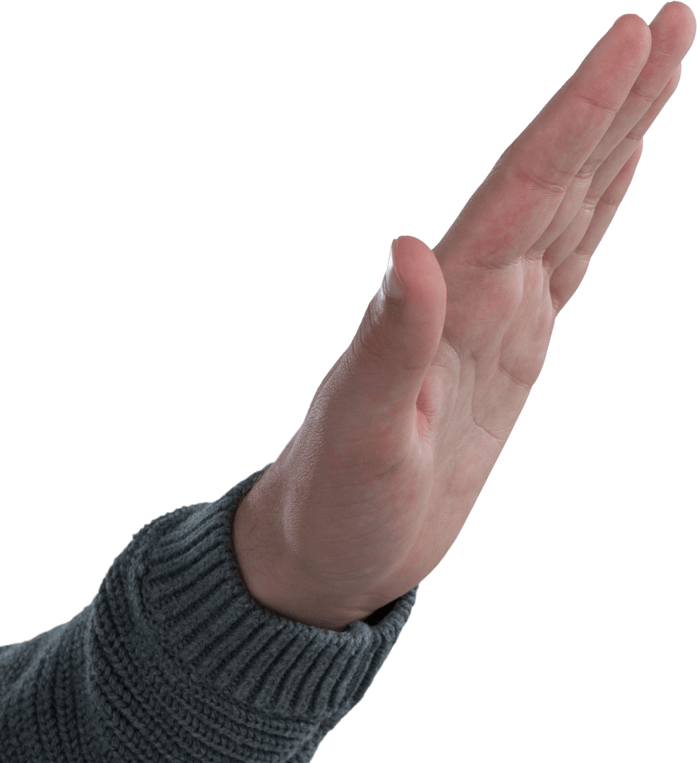Transparent Close-Up of Open Hand in Stop Gesture