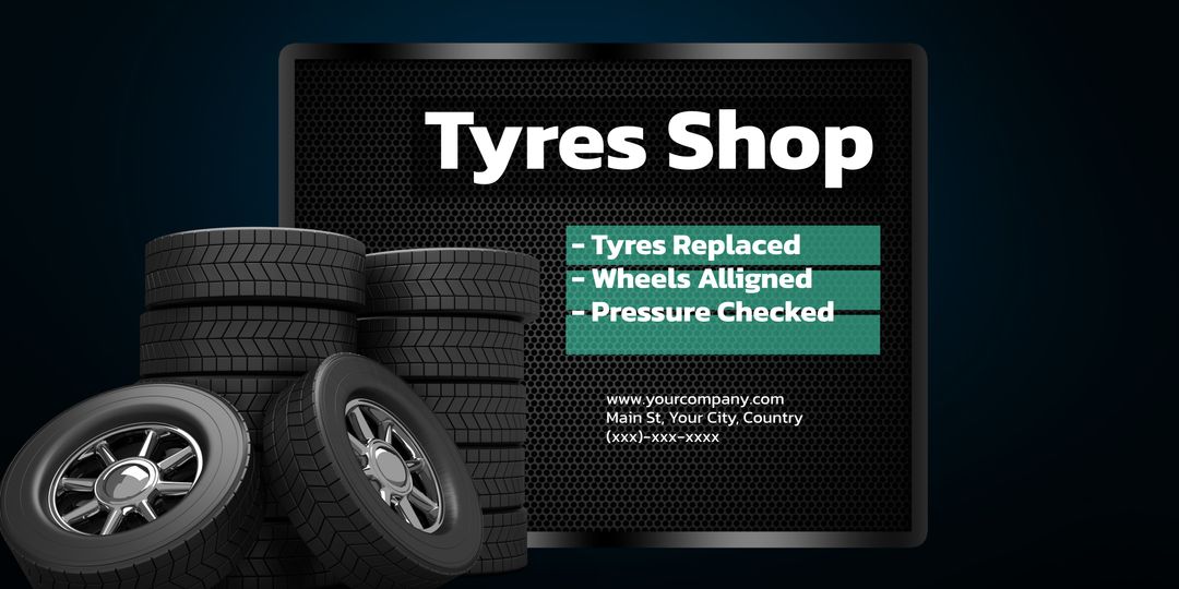 Sleek Tyre Shop Advertisement Template for Auto Services and Parts - Download Free Stock Templates Pikwizard.com