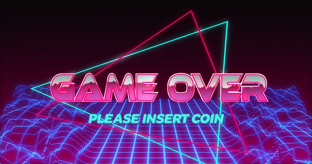 Retro Game Over Screen with Neon Lines Digital Frame