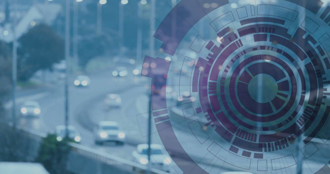 Futuristic Data Connection Overlay on City Background