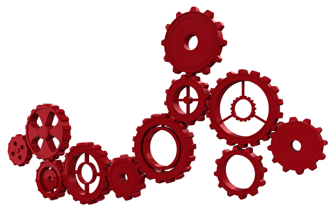 Red Cogs Interlocking on Transparent Background for Machine Concepts - Download Free Stock Images Pikwizard.com