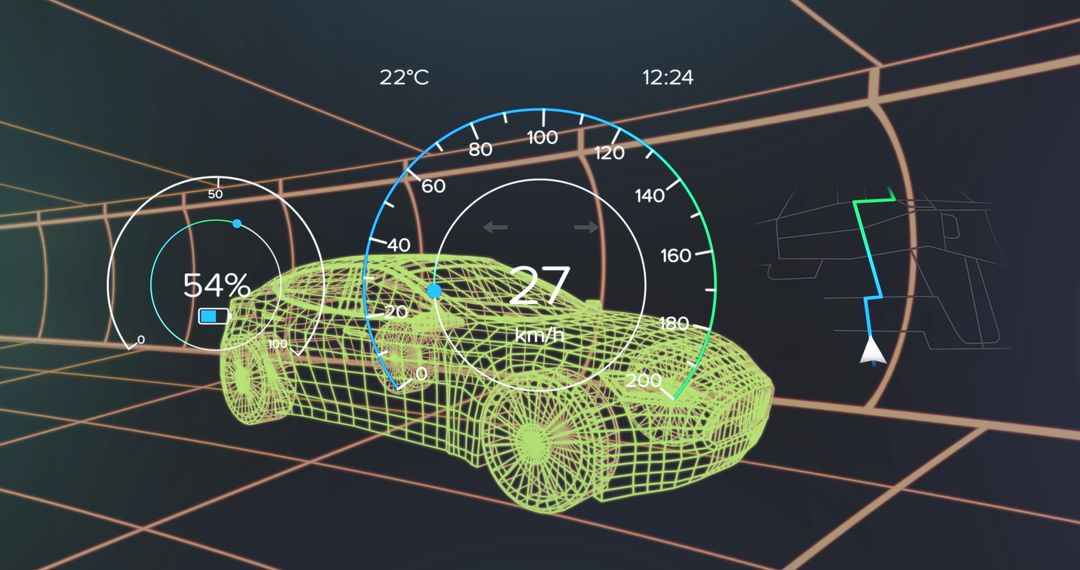Futuristic Car Interface with Digital Speed Analysis
