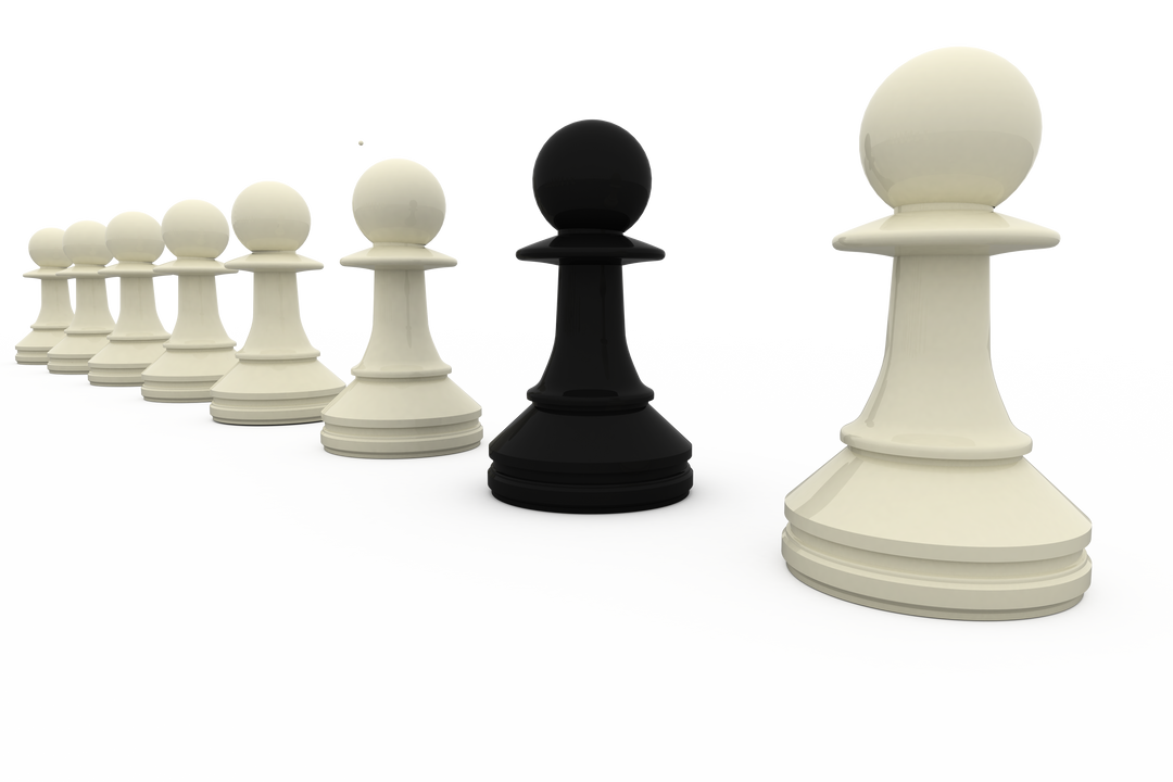 Transparent Black Chess Pawn with White Counterparts Highlighting Distinction - Download Free Stock Images Pikwizard.com