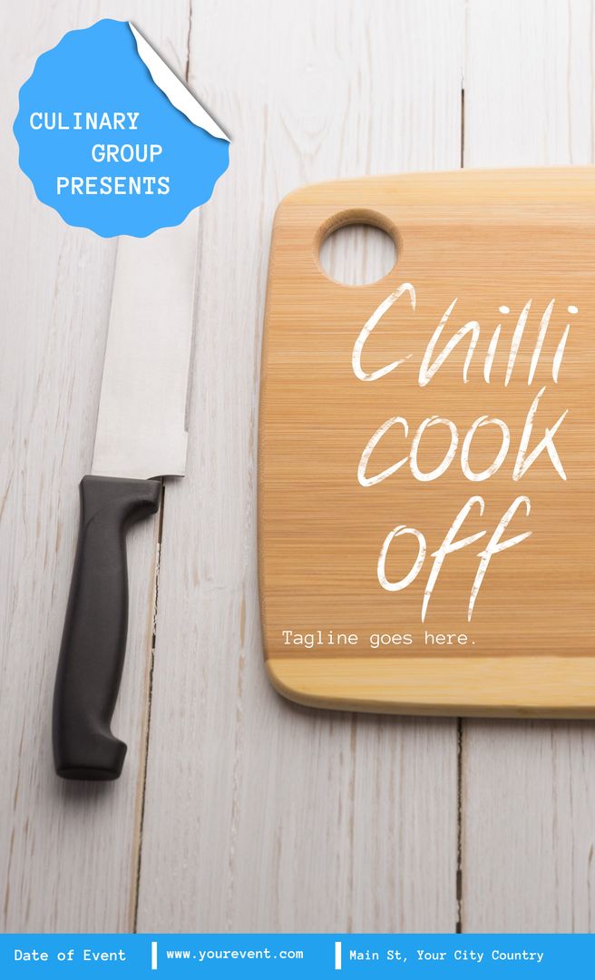 Culinary Contest Banner with Knife and Cutting Board