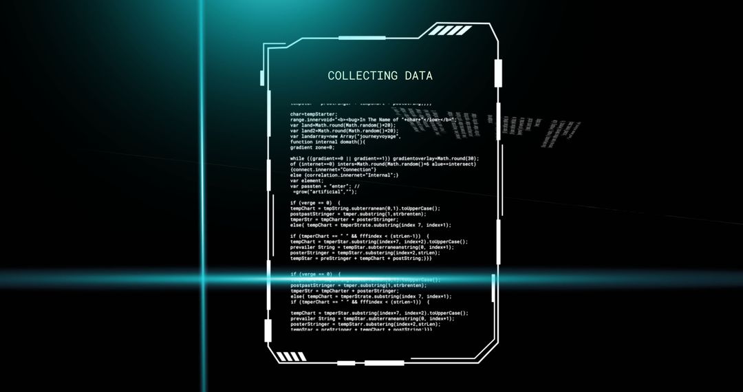 Digital Data Processing with Blue Scanner Beams on Black Background