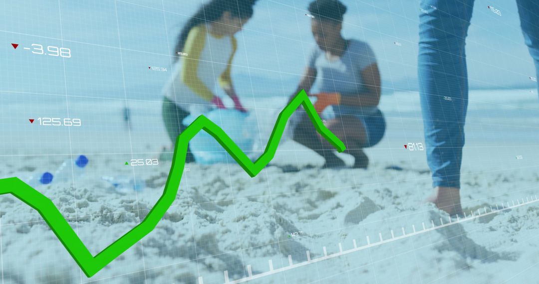 Financial Data Overlay with Beach Cleanup Environment Concept