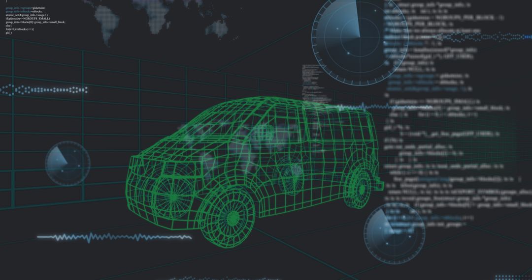 High-Tech Digital 3D Car Model with Data Streams