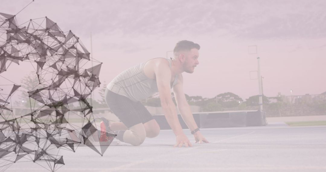 Athlete with Running Blade Preparing to Sprint Start