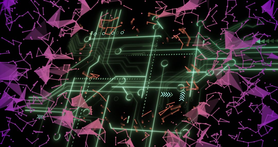 Futuristic Circuit Board with Digital Neon Pathways Visualization