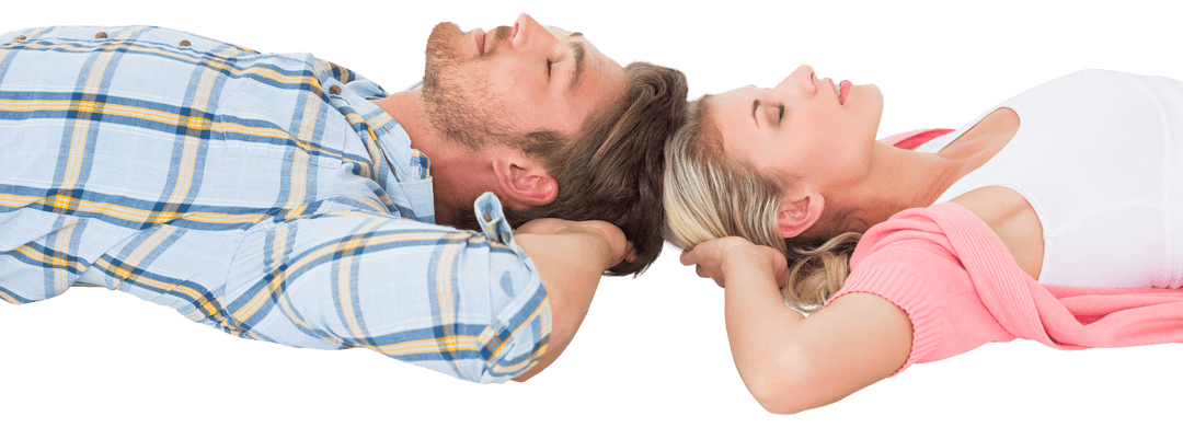 Attractive Couple Relaxing Peacefully Transparent Background