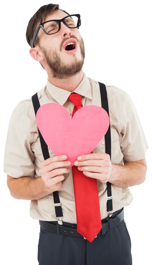 Transparent Geeky Hipster Expressing Love with Heart