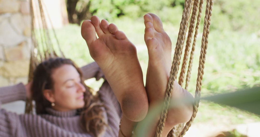 Young Woman Relaxing on Hammock Outdoors in Nature - Free Images, Stock Photos and Pictures on Pikwizard.com