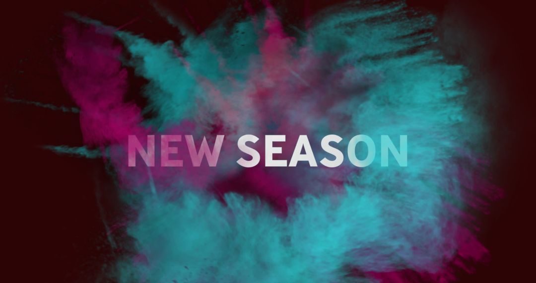 Vibrant New Season Text on Dynamic Powder Burst Background
