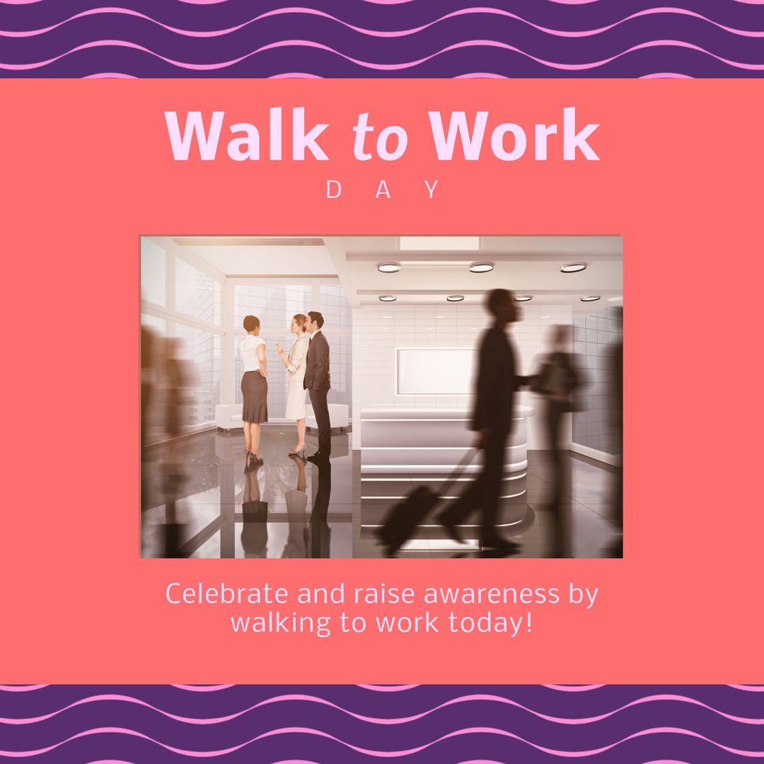 Walk to Work Day Event with Diverse Business Professionals