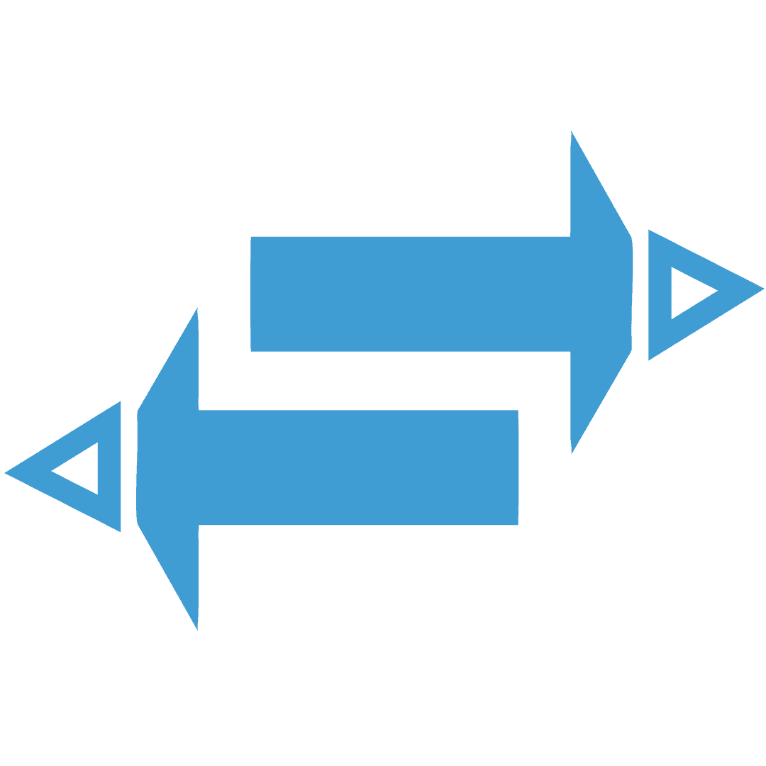 Blue Double Arrows Illustrating Direction on Transparent Background