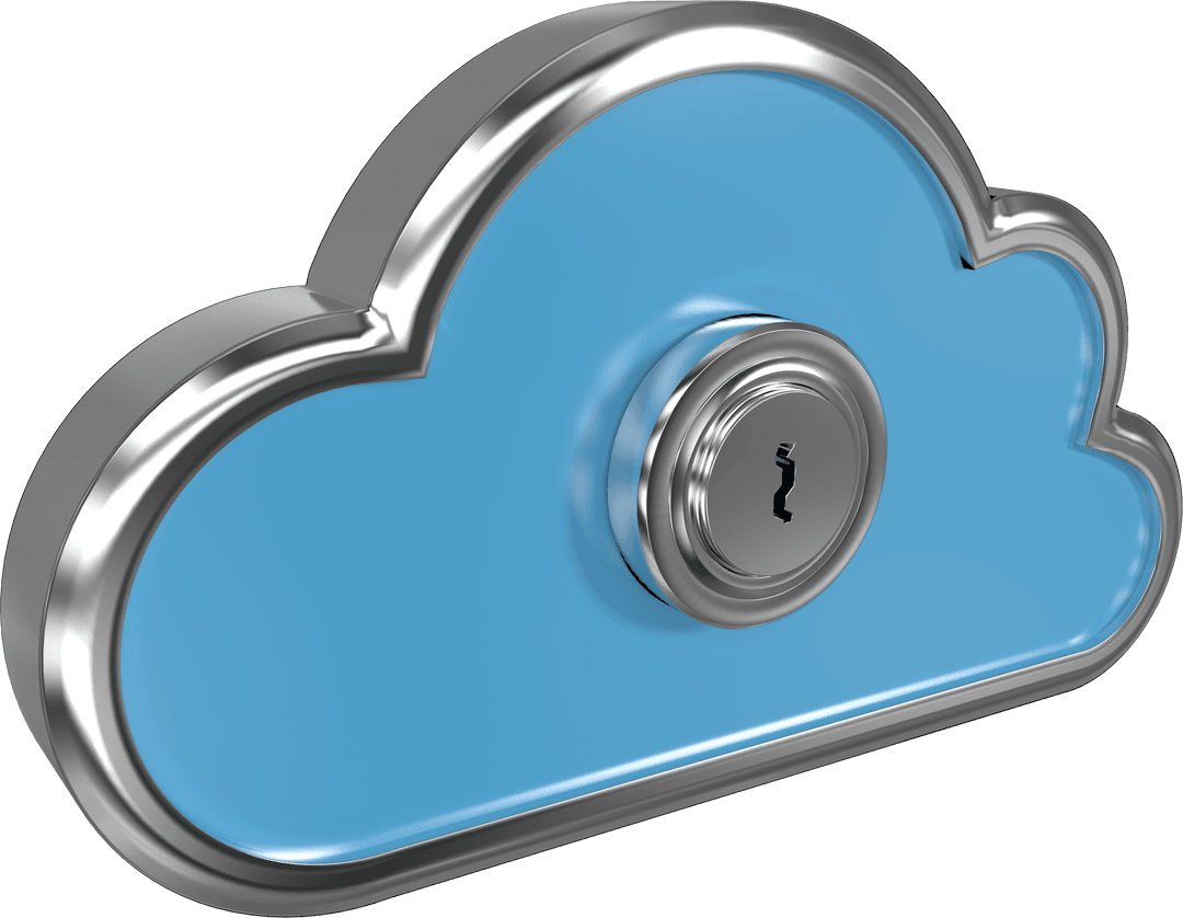 Secure 3D Cloud Symbol with Metallic Lock