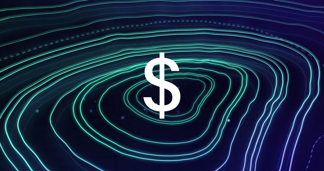 Dollar Symbol Over Abstract Topography Pattern Background