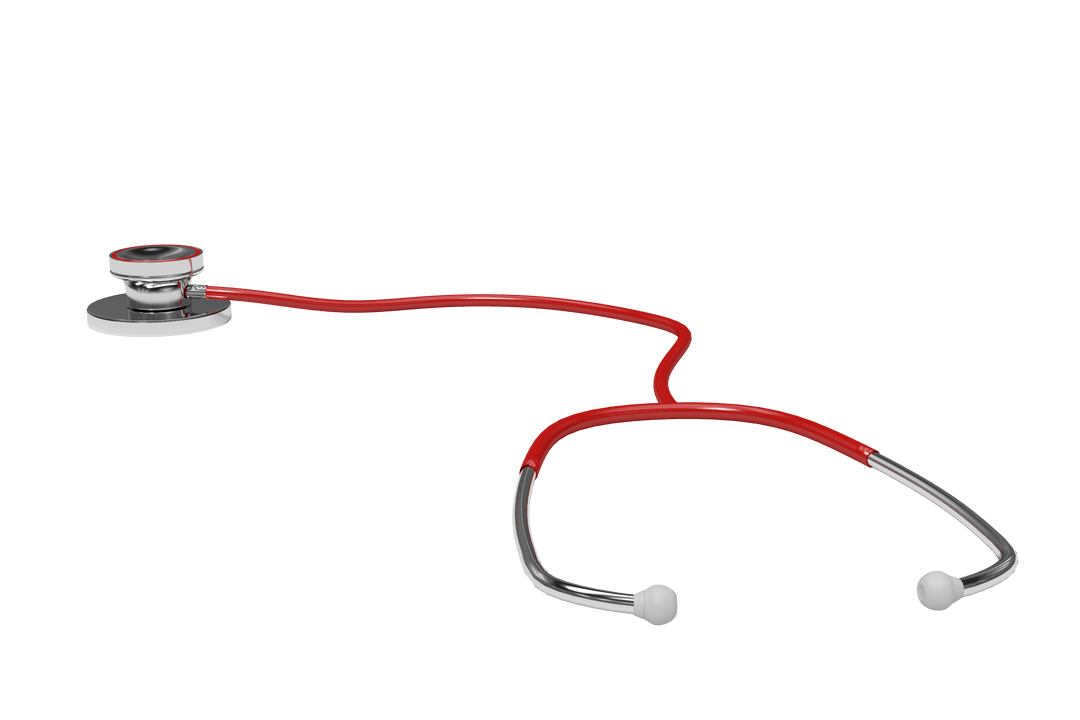 Red Stethoscope on Transparent Background for Medicine Illustration