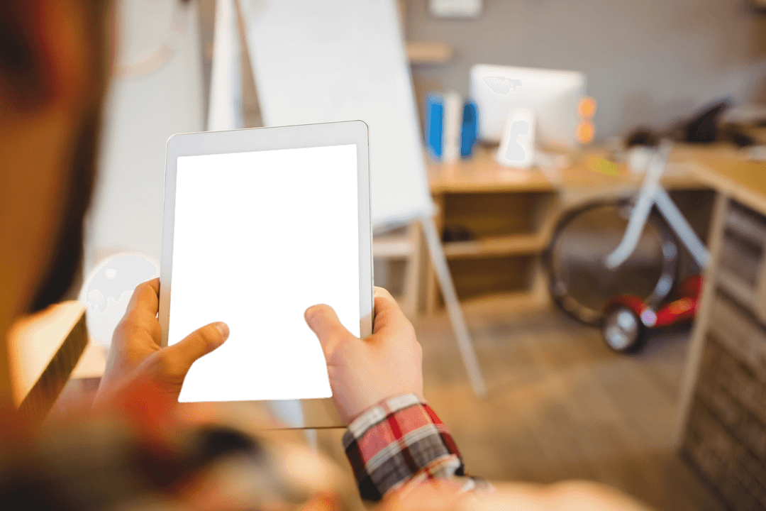 Transparent Screen on Tablet in Modern Office